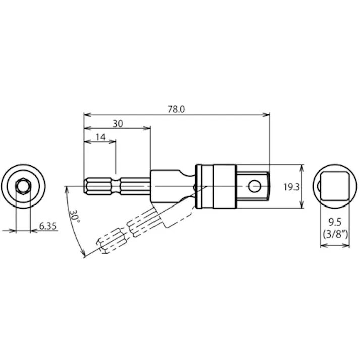 【CAINZ-DASH】ロブテックス ストロック ユニバーサルソケットアダプター 差込角9.5mm DSUA95【別送品】