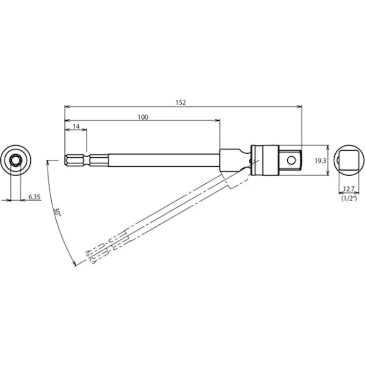 【CAINZ-DASH】ロブテックス ストロック ユニバーサルソケットアダプター ロングタイプ 差込角12.7mm DSUAL127【別送品】