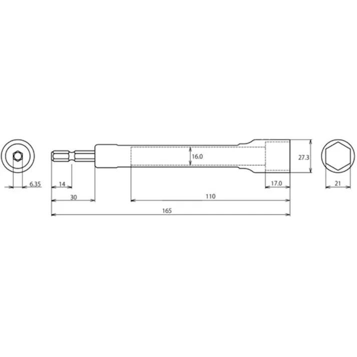 【CAINZ-DASH】ロブテックス 電ドルソケット“ストロック” ロングソケット 6角 対辺21mm DS21LS【別送品】