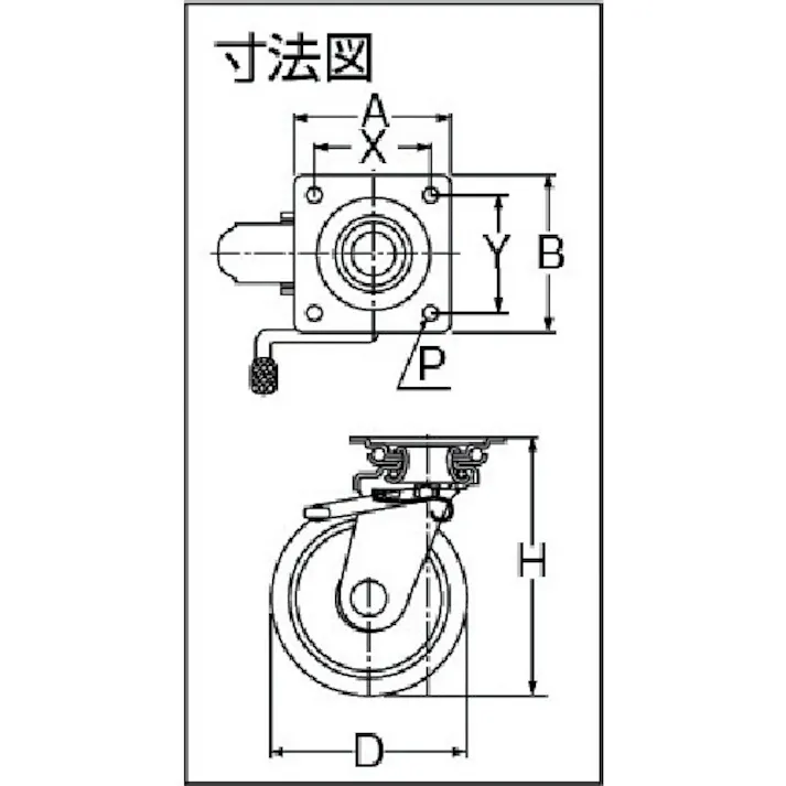 【CAINZ-DASH】オーエッチ工業 プレスキャスターJBタイプ中荷重用 自在(ベアリング入り)ブレーキ付ウレタン車 車輪径100mm OHUJB-100【別送品】