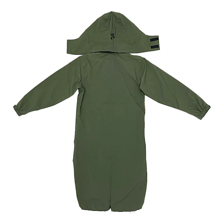 バッグイン透湿ロングレインコート カーキ L