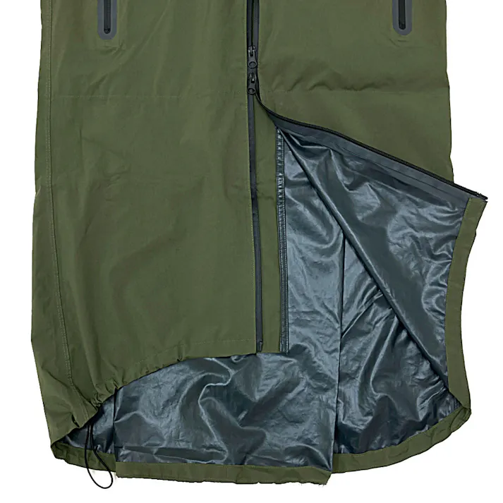 バッグイン透湿ロングレインコート カーキ L