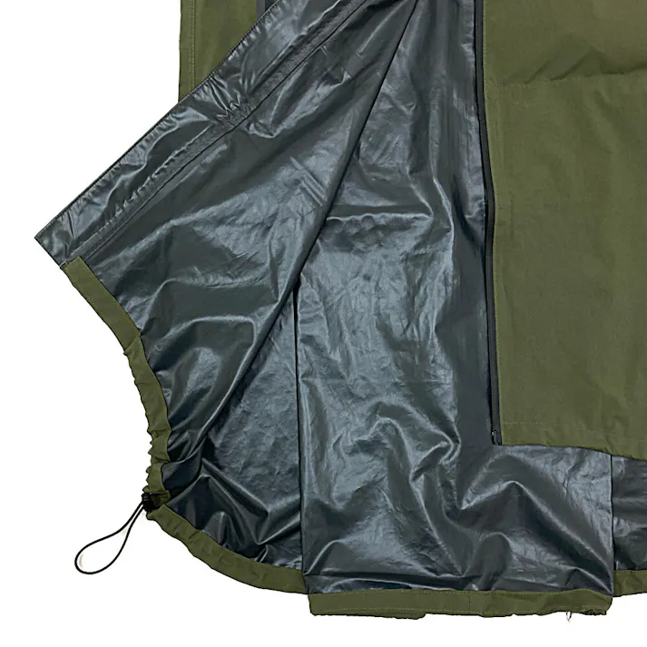 バッグイン透湿ロングレインコート カーキ M