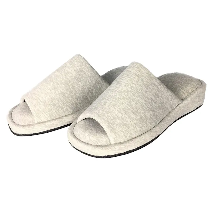 ヒールアップ厚底低反発スリッパ L グレー