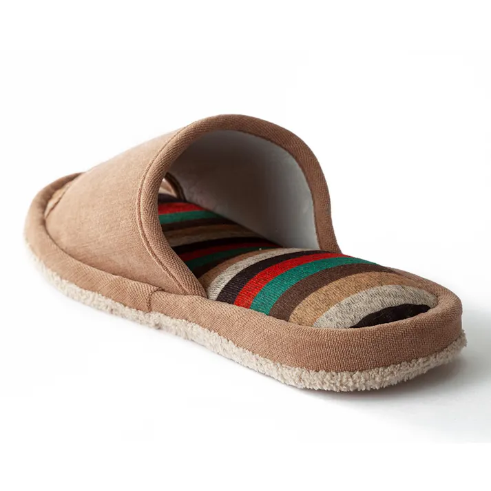 掃除もできるスリッパ ボーダー ベージュ M