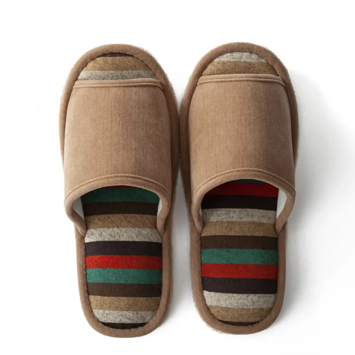 掃除もできるスリッパ ボーダー ベージュ M