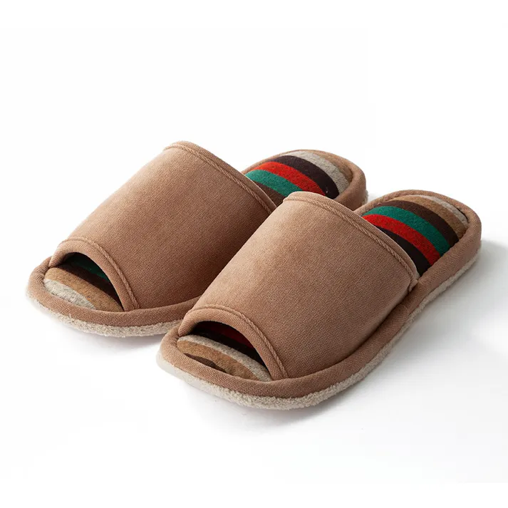 掃除もできるスリッパ ボーダー ベージュ M