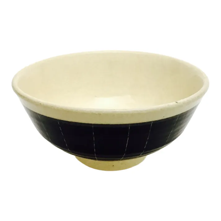 土物飯碗 かき十草 黒