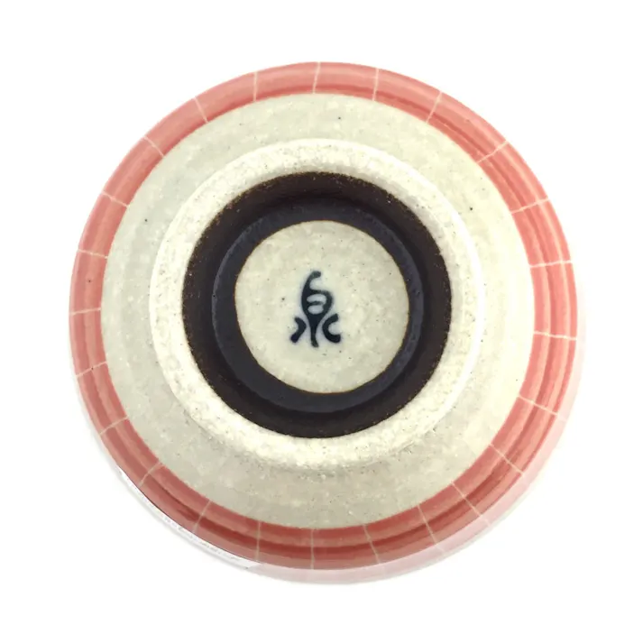 土物飯碗 かき十草 赤