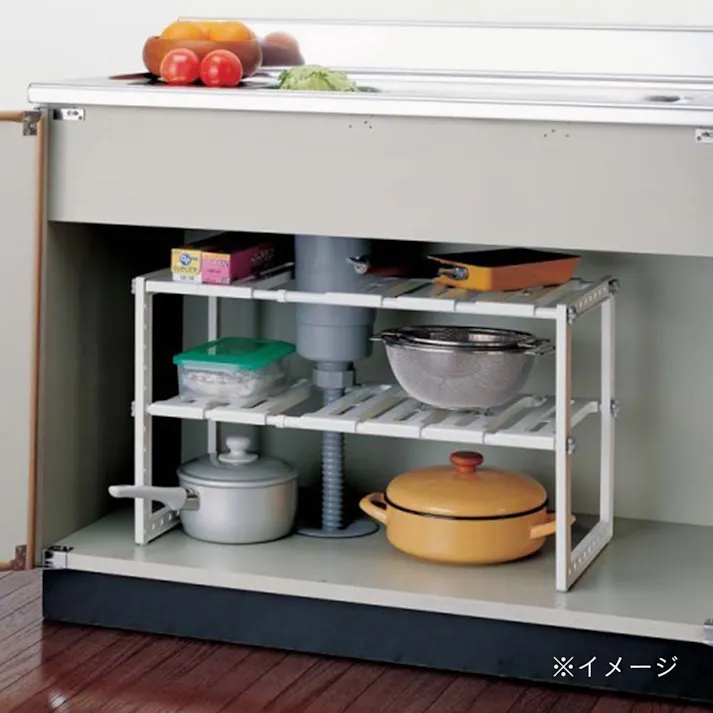 キッチンシンク下フリーラック伸縮