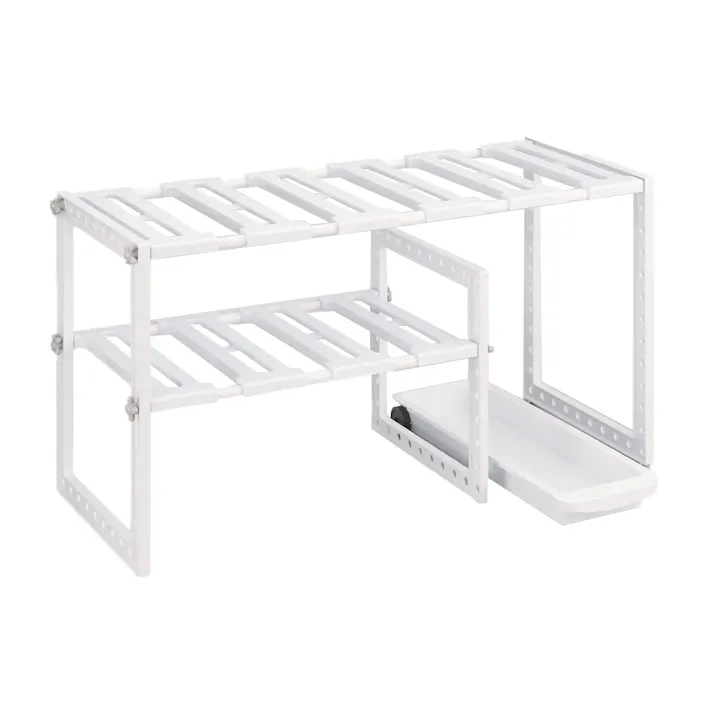 トレー付き シンク下フリーラック 伸縮タイプ