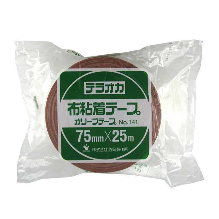 寺岡製作所 TERAOKA 布粘着テープ オリーブテープ No141 75mm×25m