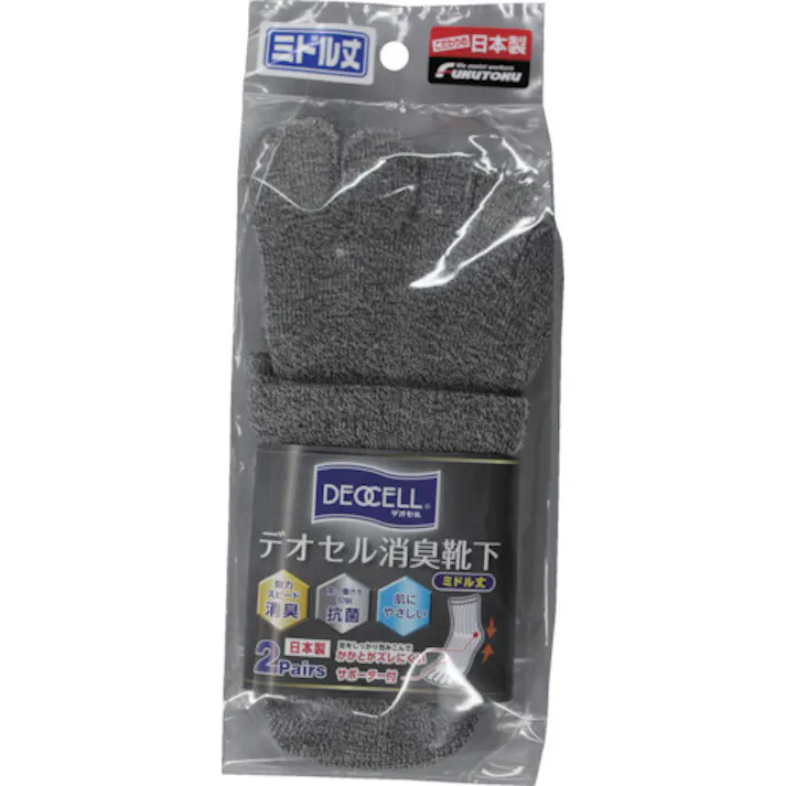 【CAINZ-DASH】福徳産業 デオセル5本指カカト付ミドル丈 モクカラー L 4101-2P【別送品】