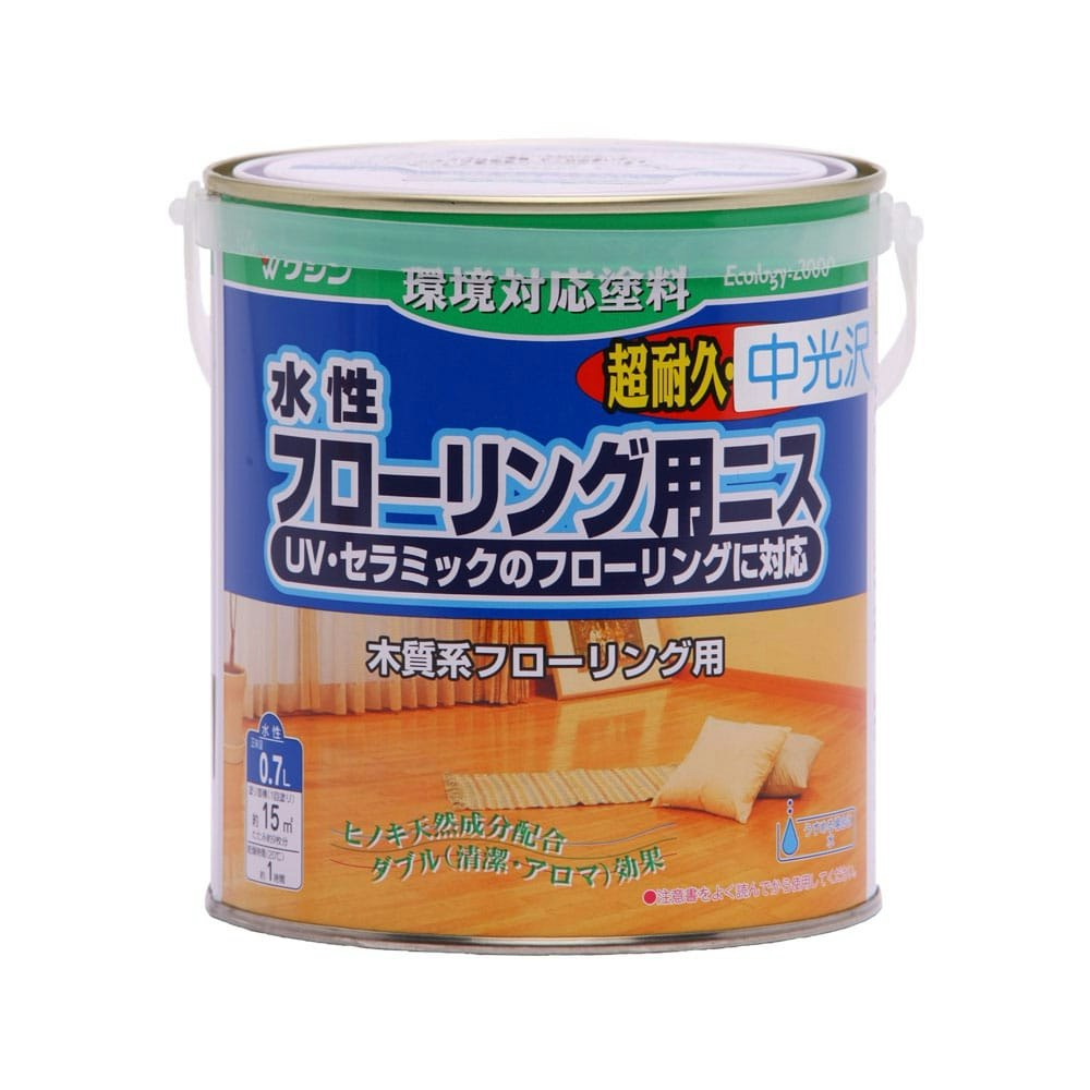 SALE／10%OFF 和信ペイント 水性フローリング用ニス 中光沢 0.7L ４缶セット