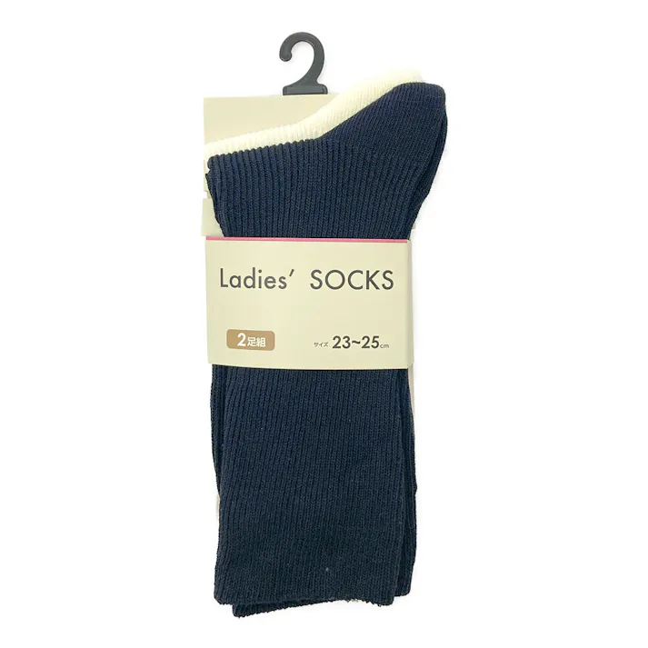 婦人靴下 ソックス 細リブ 23-25cm アソート 2足組