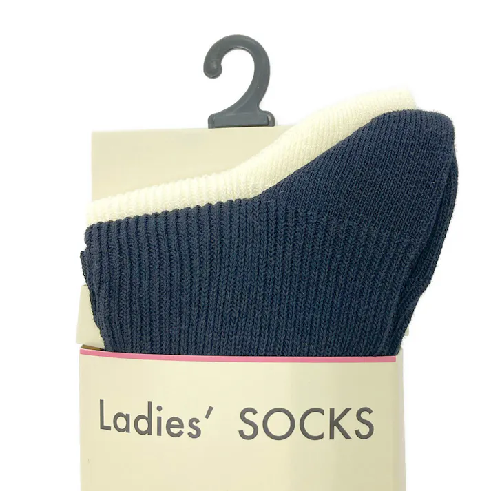 婦人靴下 ソックス 細リブ 23-25cm アソート 2足組