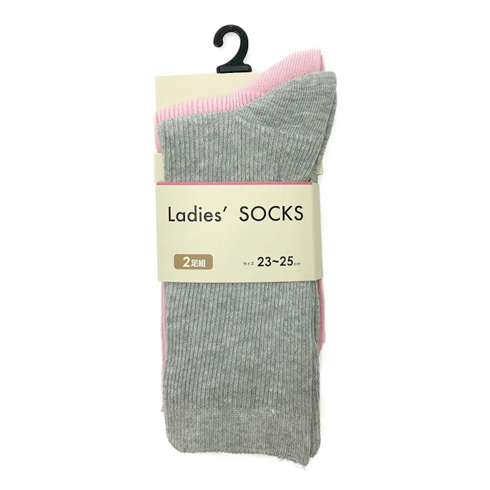 婦人靴下 ソックス 細リブ 23-25cm アソート 2足組