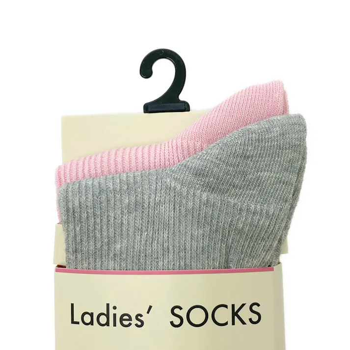 婦人靴下 ソックス 細リブ 23-25cm アソート 2足組