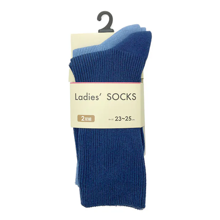 婦人靴下 ソックス 細リブ 23-25cm アソート 2足組