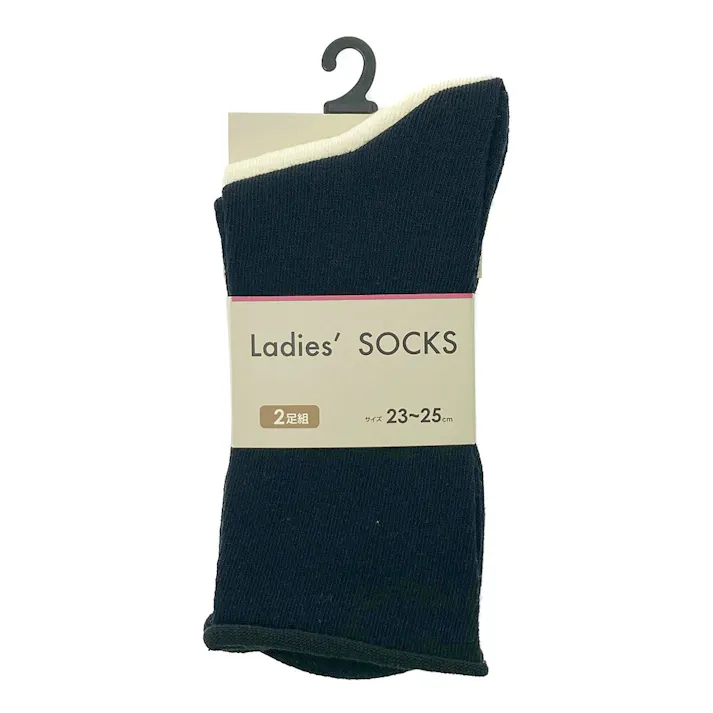 婦人靴下 ソックス くるくるはきくち カラーアソート 23-25cm 2足組