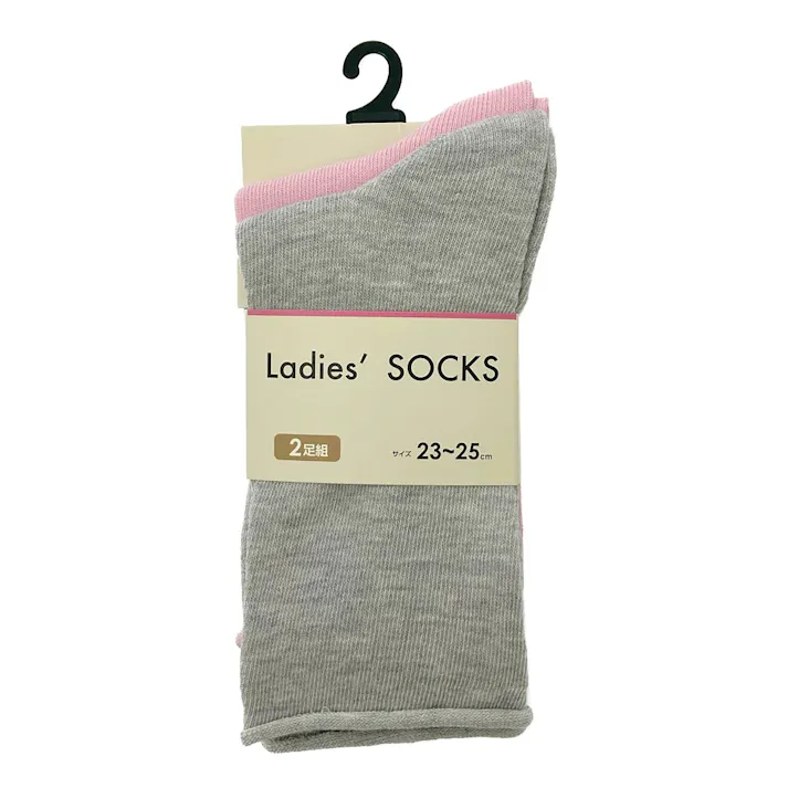 婦人靴下 ソックス くるくるはきくち カラーアソート 23-25cm 2足組