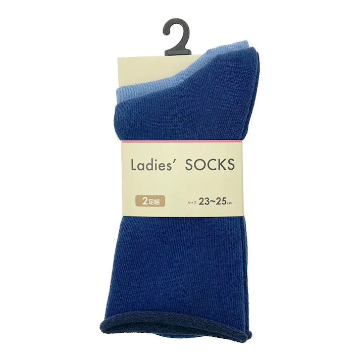 婦人靴下 ソックス くるくるはきくち カラーアソート 23-25cm 2足組