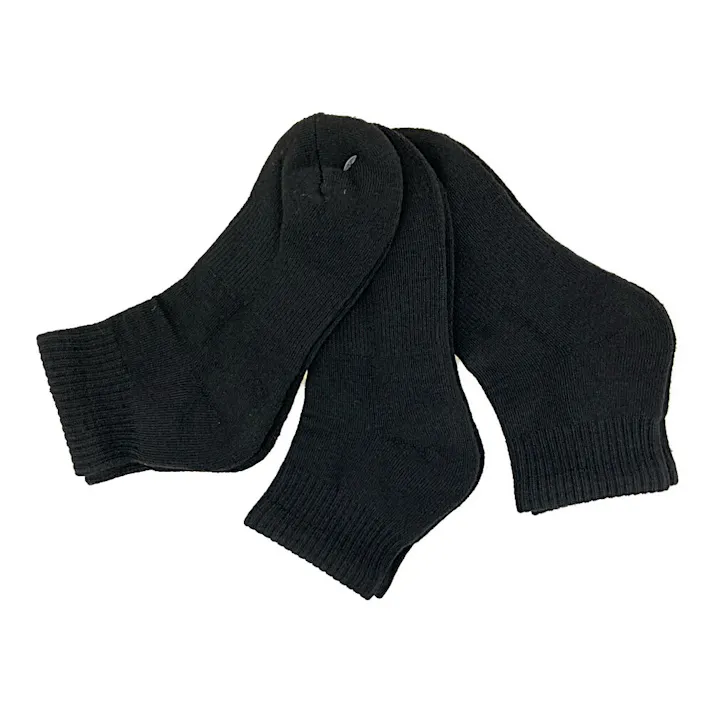 婦人ソックス 底パイルアンクルソックス 黒 3足組 23-25cm