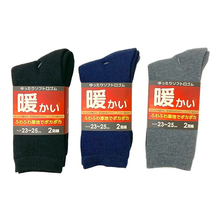 婦人あったかパイルソックス 2足組 23-25cm アソート