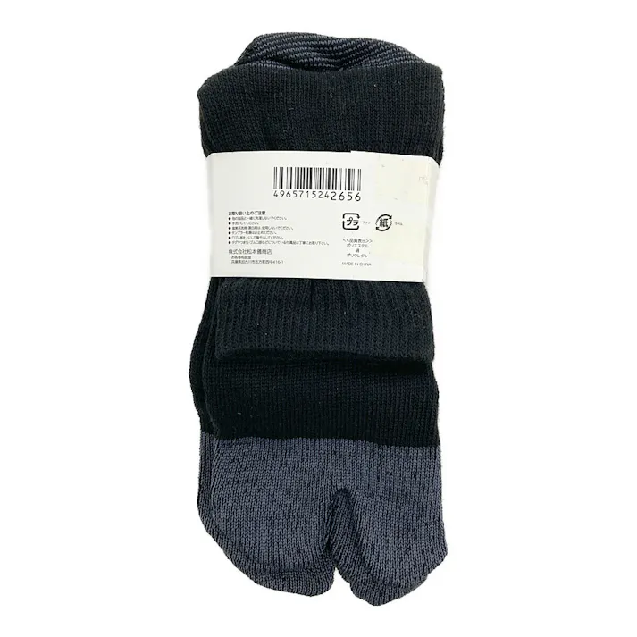 作業用靴下 ミドル丈 指付 黒 4足組