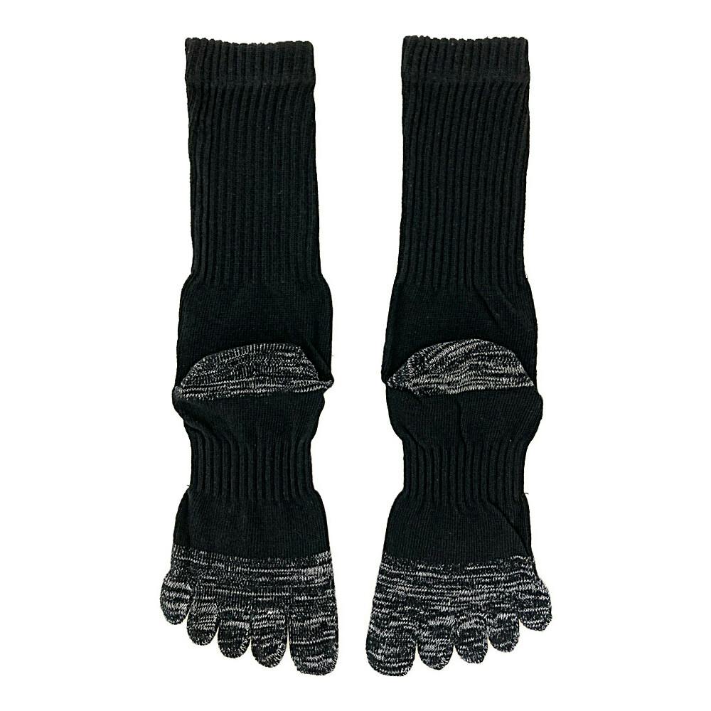 純綿 サポート補強5本指ソックス 黒 3足組 25-27cm | 作業着・作業服