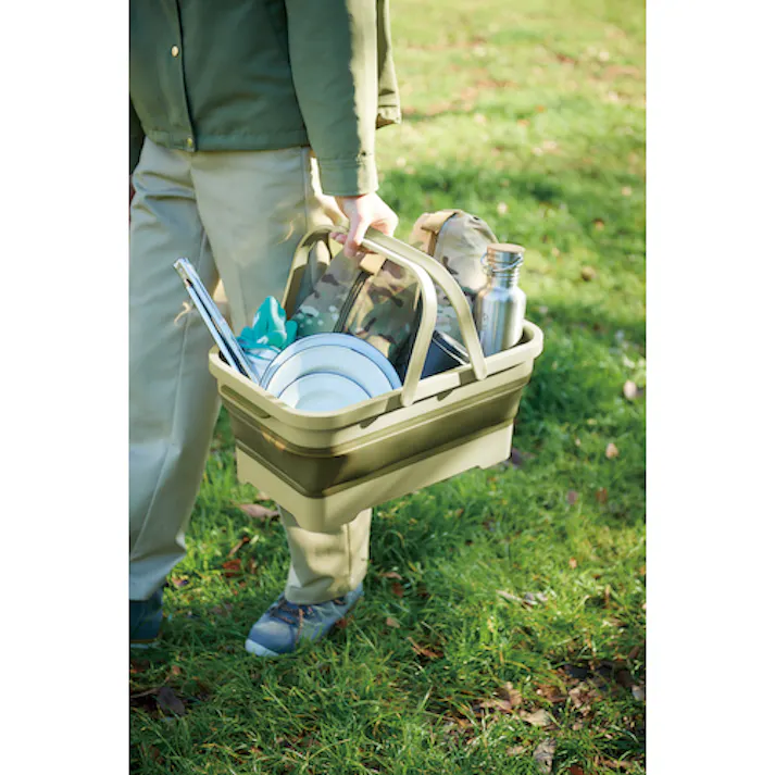 【CAINZ-DASH】伊勢藤 折りたたみバスケット&テーブルMILARGOグリーン I-582-GN【別送品】