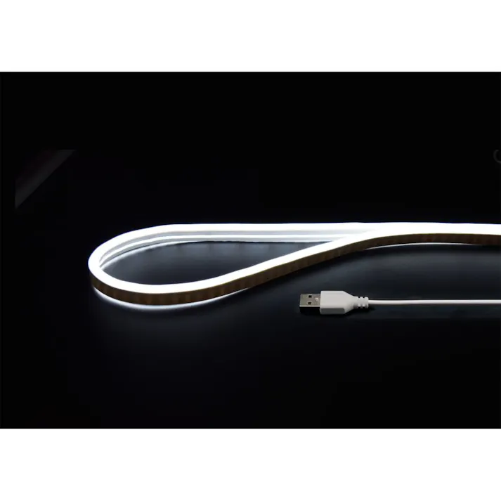 LEDネオンチューブライト 2m ホワイト NTL012WH 防犯 USB電源接続 約190g 自由に曲げて形状保持