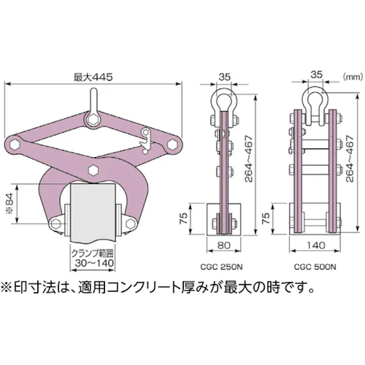 【CAINZ-DASH】スーパーツール コンクリート二次製品用吊クランプ(パッド式) 容量:250kg CGC-250N【別送品】