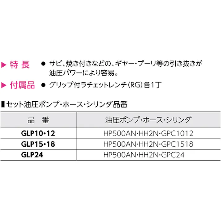 【CAINZ-DASH】スーパーツール 2本爪油圧プーラセット(油圧ポンプHP500AN・ホースHH2N・シリンダGPC1012)最大使用外径:300 GLP12【別送品】