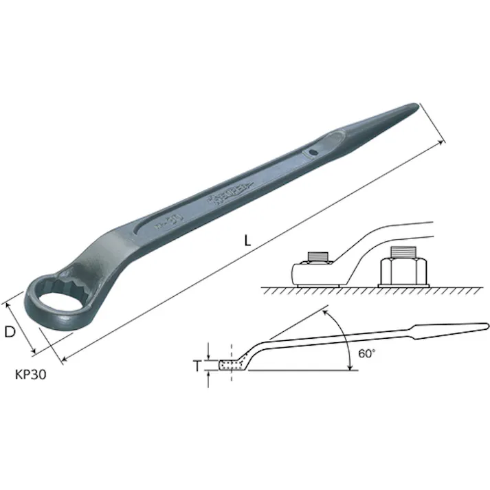 【CAINZ-DASH】スーパーツール 60°片口めがねレンチ(六角対辺:35)しの付 KP-35【別送品】