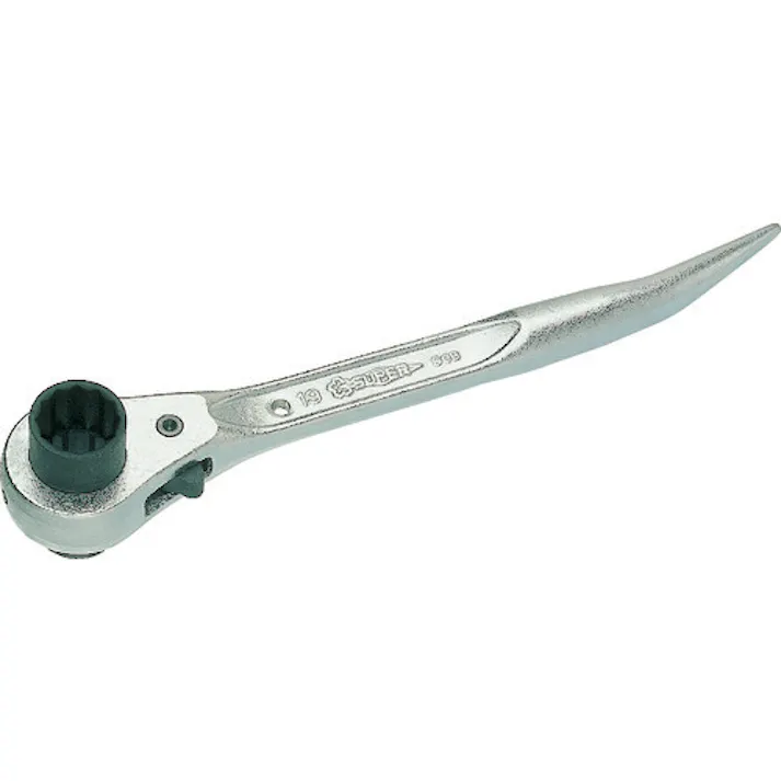 【CAINZ-DASH】スーパーツール 曲がりしの付・両口ラチェットレンチ ショート・スタンダードタイプ 呼び:17×19 SRB-1719【別送品】