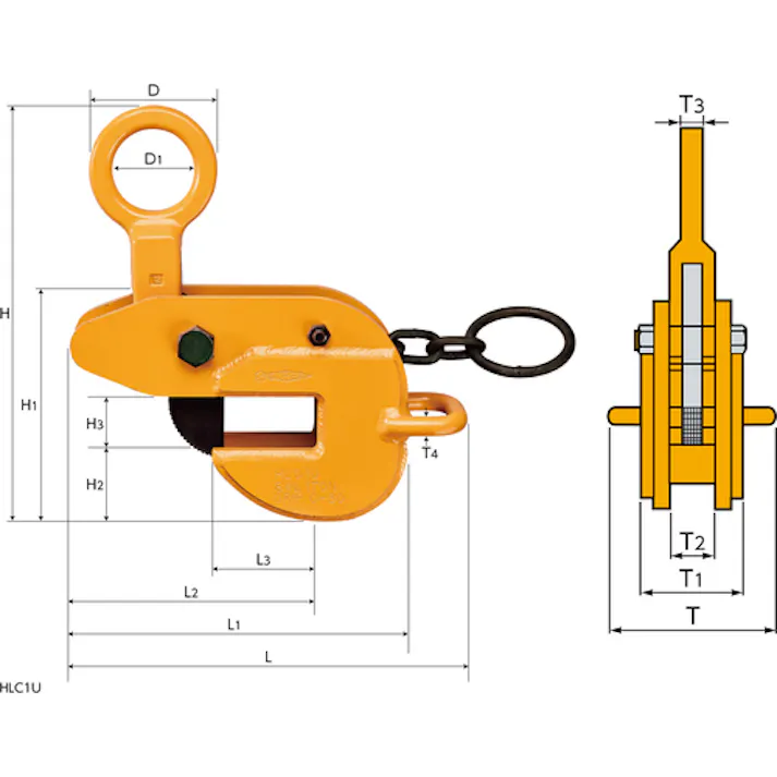 【CAINZ-DASH】スーパーツール 横吊クランプ(ロックハンドル式・先割型) 基本使用荷重2.0t HLC2U【別送品】