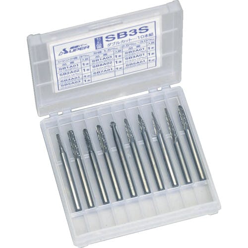スーパーツール スーパー超硬バーセット シャンク径3mm 10本セット オール超硬 SB3S 超硬バー スーパーツール スーパー超硬バーセット シャンク径3mm 10本セット オール超硬 SB3S 超硬バー