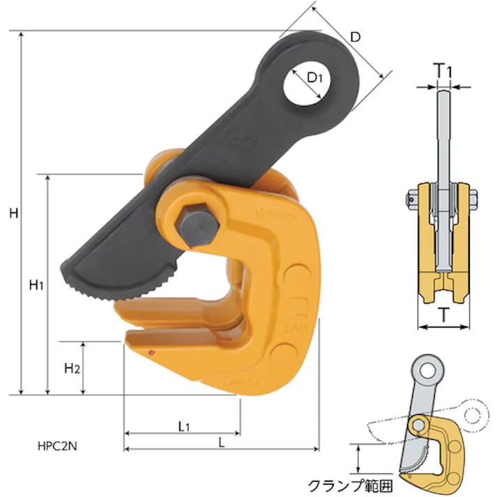 【CAINZ-DASH】スーパーツール 水平横吊クランプ(クランプ範囲:0~40mm) HPC1N【別送品】