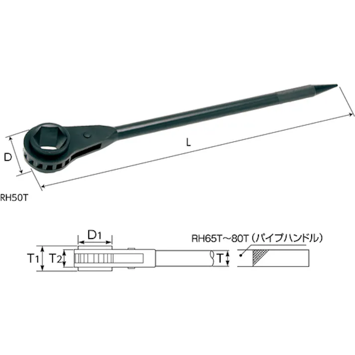 【CAINZ-DASH】スーパーツール 片口ラチェットレンチ(強力型) 六角対辺寸法:80 RH80T【別送品】