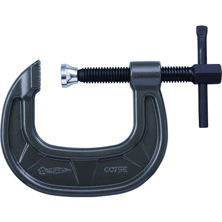【CAINZ-DASH】スーパーツール シャコ万力(C型)強力ワイドタイプ 75mm メタリックグレー焼付塗装 CC75E【別送品】