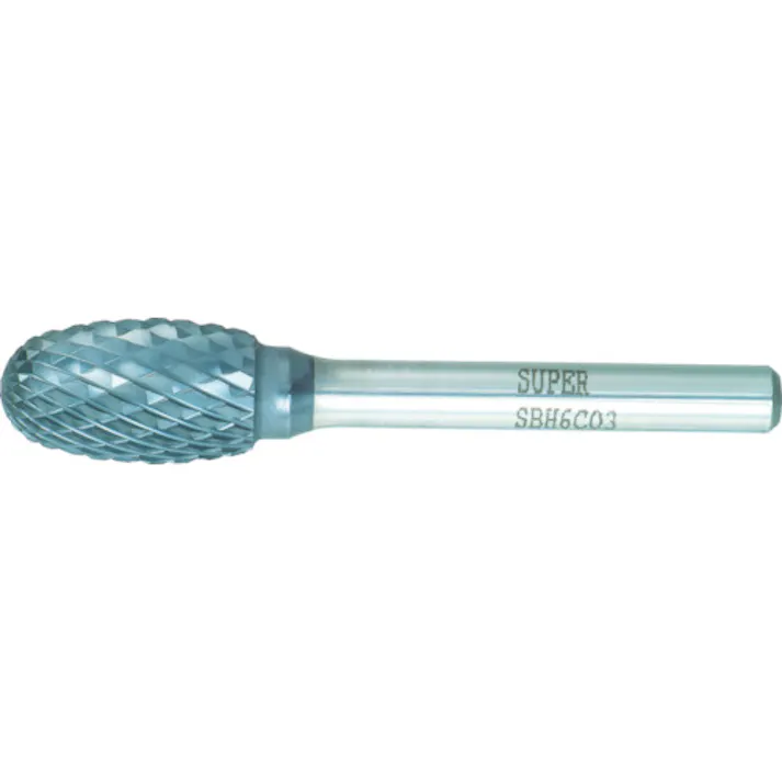 【CAINZ-DASH】スーパーツール スーパー超硬バー 重切削用 ロー付タイプ 卵型 刃径:9.5mm 軸径:6.0mm SBH6C02【別送品】