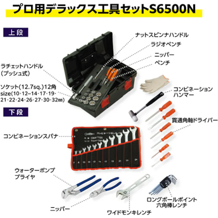 【CAINZ-DASH】スーパーツール プロ用標準工具セット S6500N【別送品】