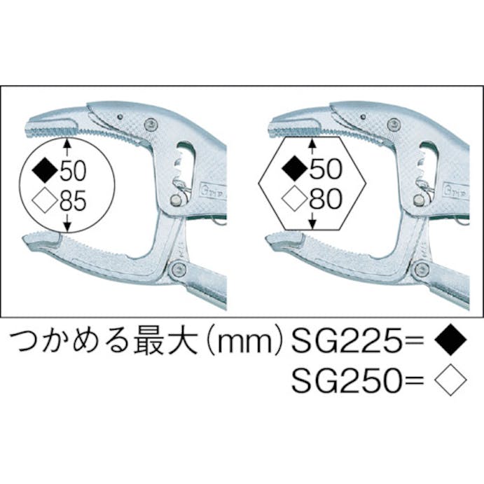 【CAINZ-DASH】スーパーツール グリッププライヤ（本体全長：２５５ｍｍ）最大締付握力：５００ｋｇ SG250【別送品】