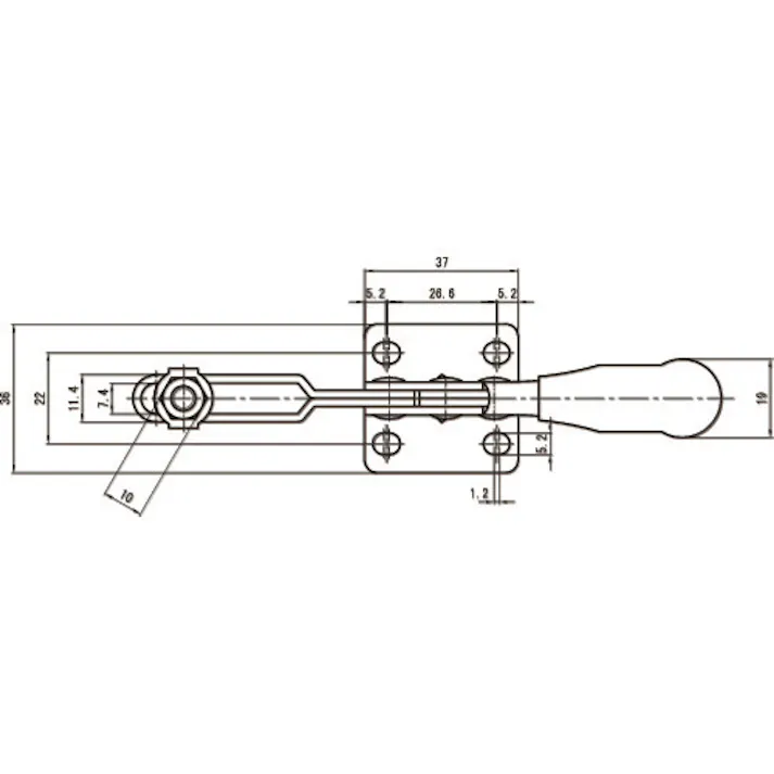 【CAINZ-DASH】スーパーツール 下方押え型トグルクランプ(水平ハンドル式)全長:142mm 締付力:0.9kN TDH350F【別送品】