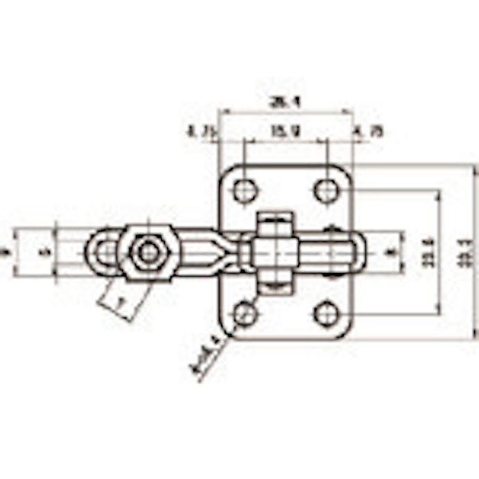 【CAINZ-DASH】スーパーツール 下方押え型トグルクランプ（垂直ハンドル式）　全長：７６ｍｍ　締付力：０．５ｋＮ TDV150F【別送品】