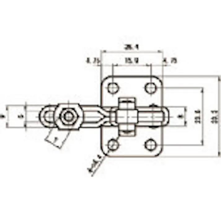 【CAINZ-DASH】スーパーツール 下方押え型トグルクランプ(垂直ハンドル式) 全長:76mm 締付力:0.5kN TDV150F【別送品】