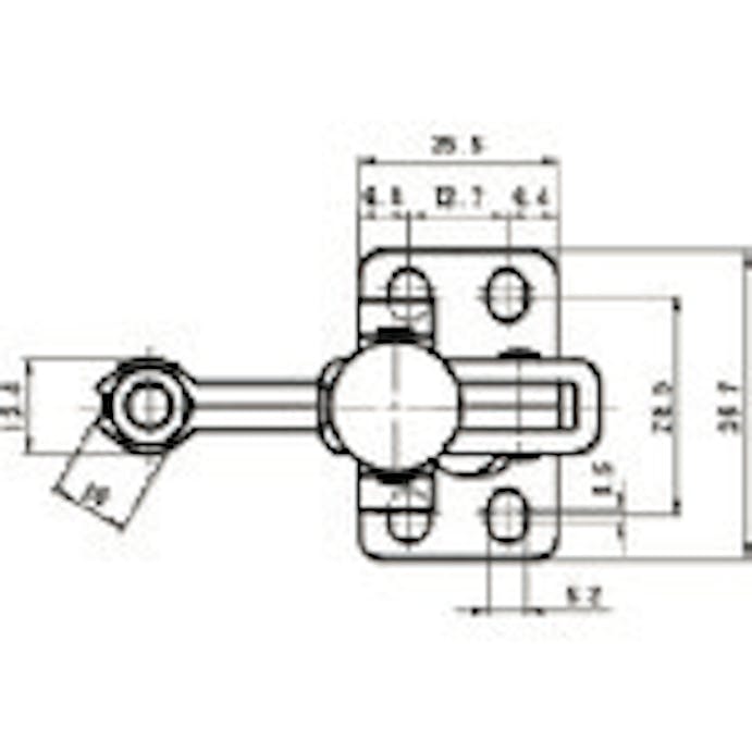 【CAINZ-DASH】スーパーツール 下方押え型トグルクランプ（垂直ハンドル式）　全長：１００ｍｍ　締付力：０．９１ｋＮ　フランジベース TDV250F【別送品】