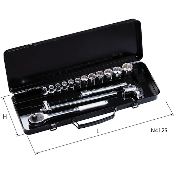 【CAINZ-DASH】スーパーツール ソケットレンチセット 差込角12.7mm(1/2インチ)入り数:16 N412S【別送品】
