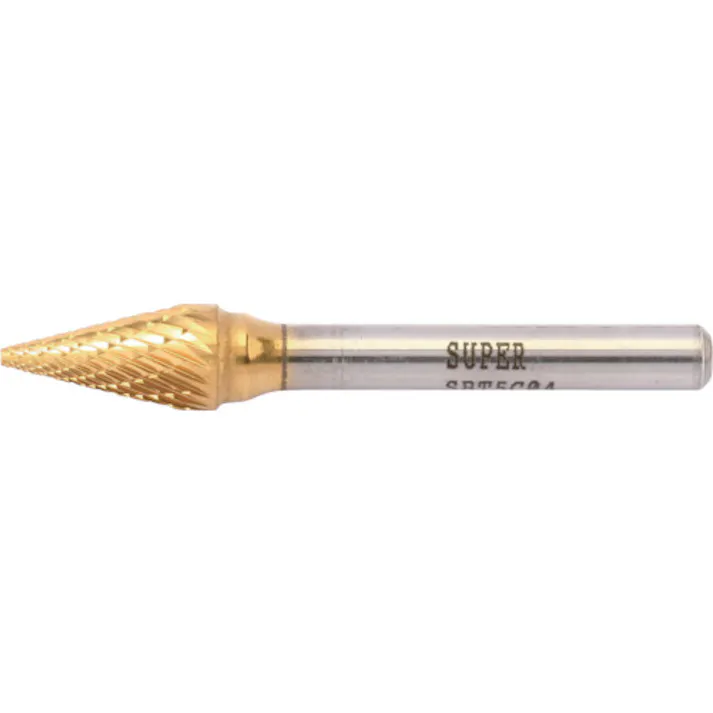 【CAINZ-DASH】スーパーツール スーパー超硬バー チタンコーティング ロー付タイプ 円錐型(ダブルカット)刃径:9.5mm 軸径:6.0mm SBT5C04【別送品】